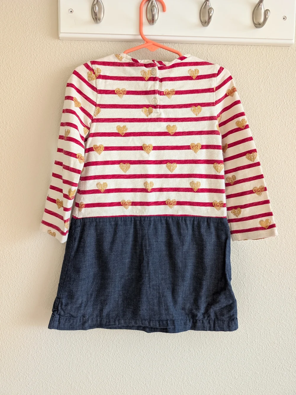 GAP Red and Gold Heart Stripe Dress with Navy Skirt 4T